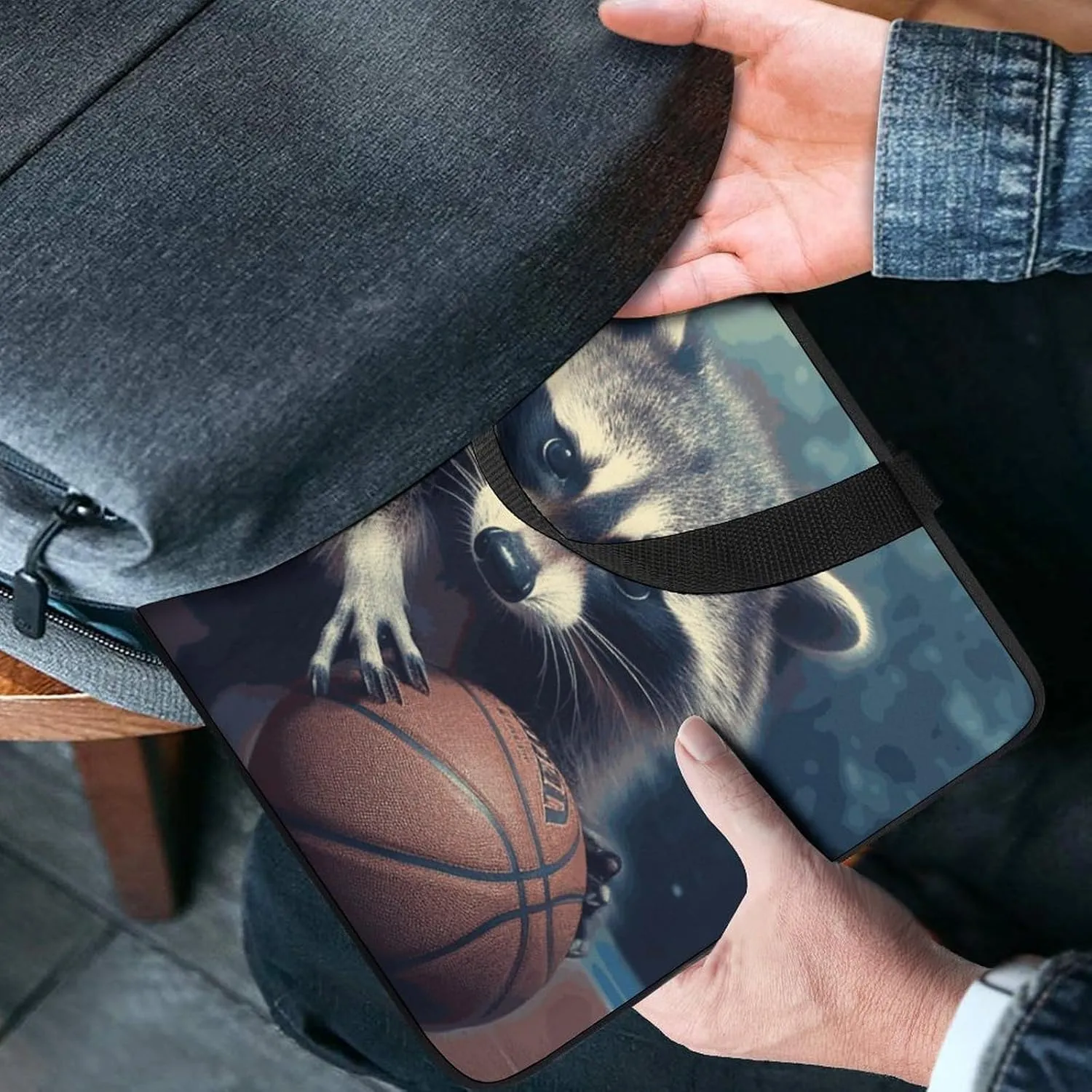 Laptop Bag Ultrathin Funny Raccoon Basketball Printing Laptop Carrying Case Portability Messenger Bags For Work Travel