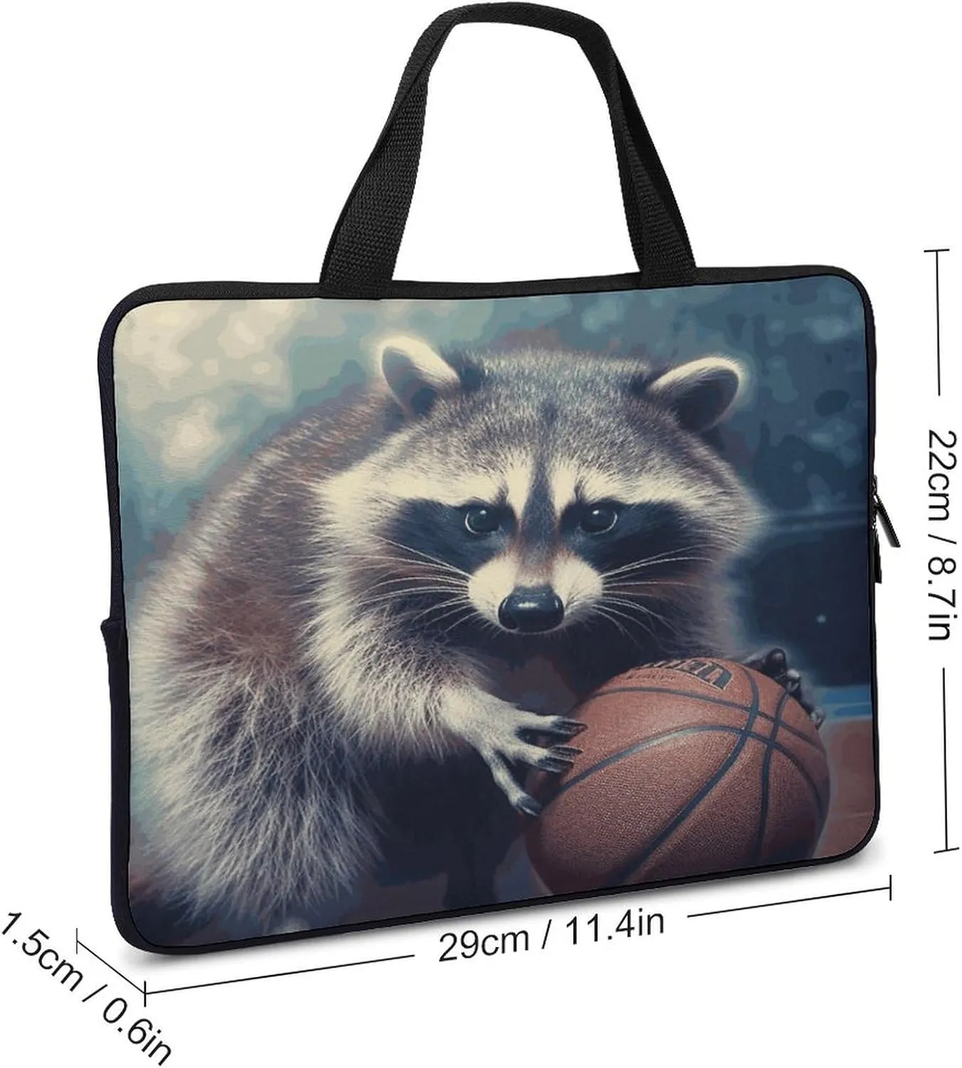 Laptop Bag Ultrathin Funny Raccoon Basketball Printing Laptop Carrying Case Portability Messenger Bags For Work Travel