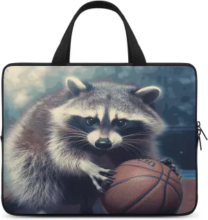 Laptop Bag Ultrathin Funny Raccoon Basketball Printing Laptop Carrying Case Portability Messenger Bags For Work Travel