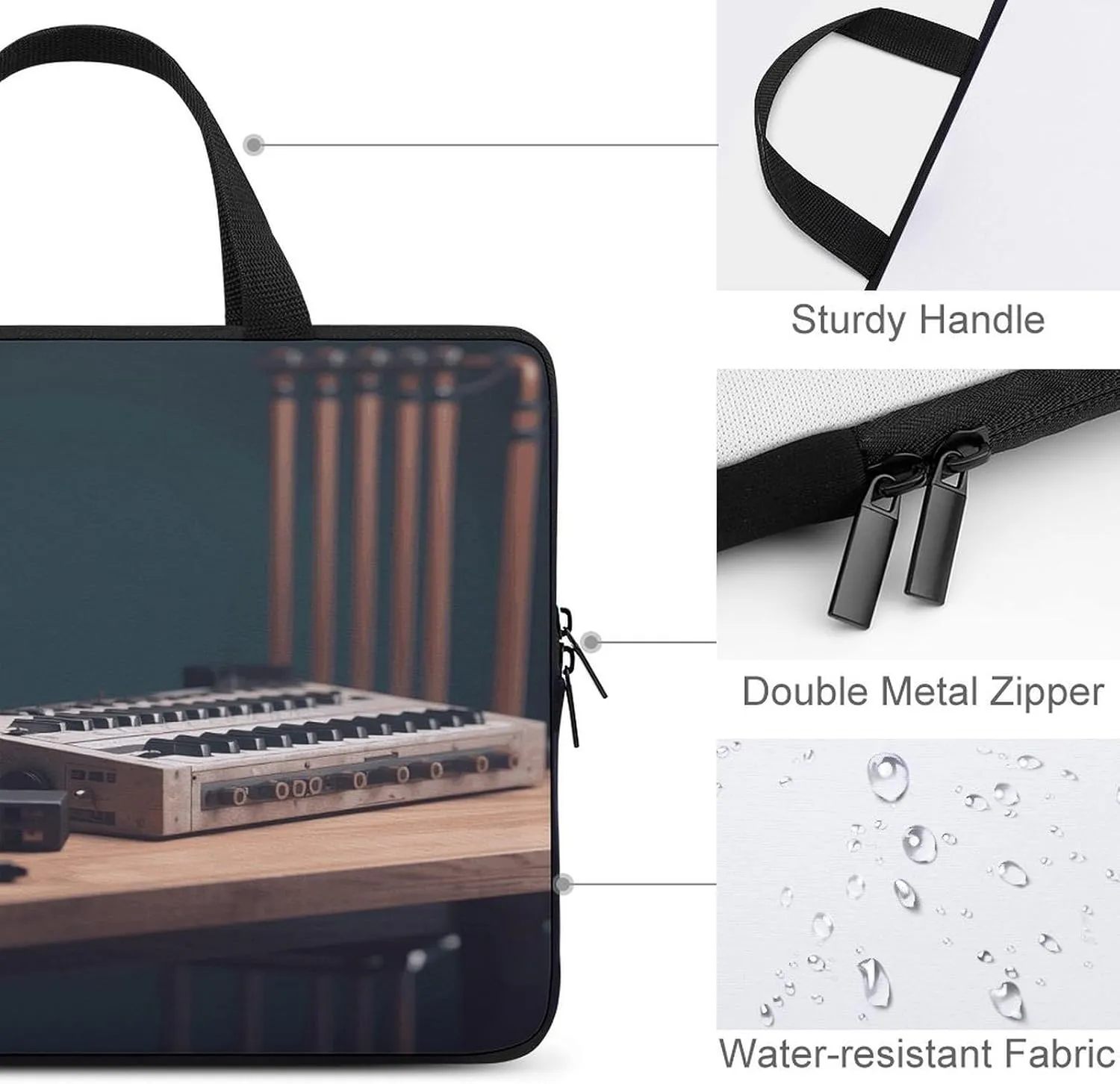 Laptop Bag Ultrathin Recorder with Headphones Printing Laptop Carrying Case Portability Messenger Bags For Work Travel