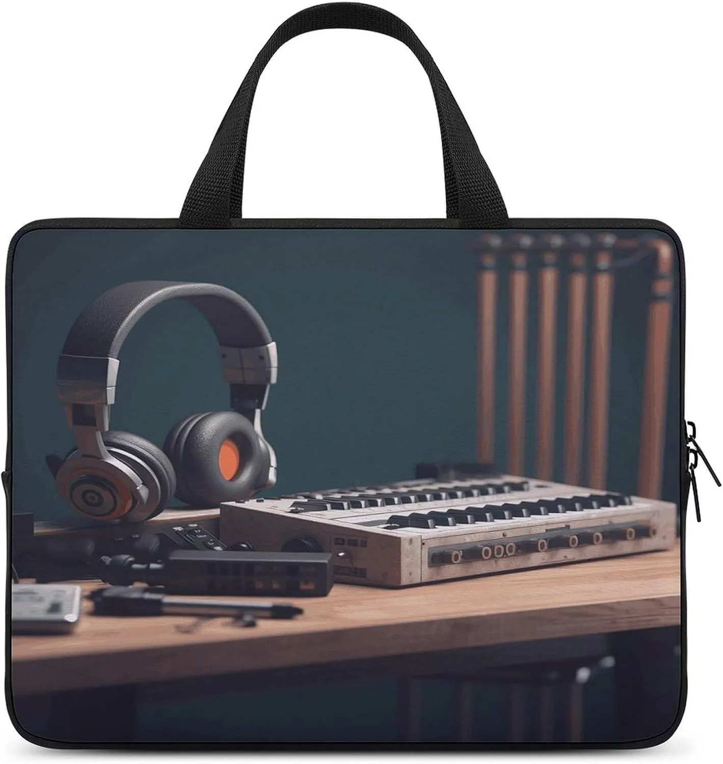 Laptop Bag Ultrathin Recorder with Headphones Printing Laptop Carrying Case Portability Messenger Bags For Work Travel