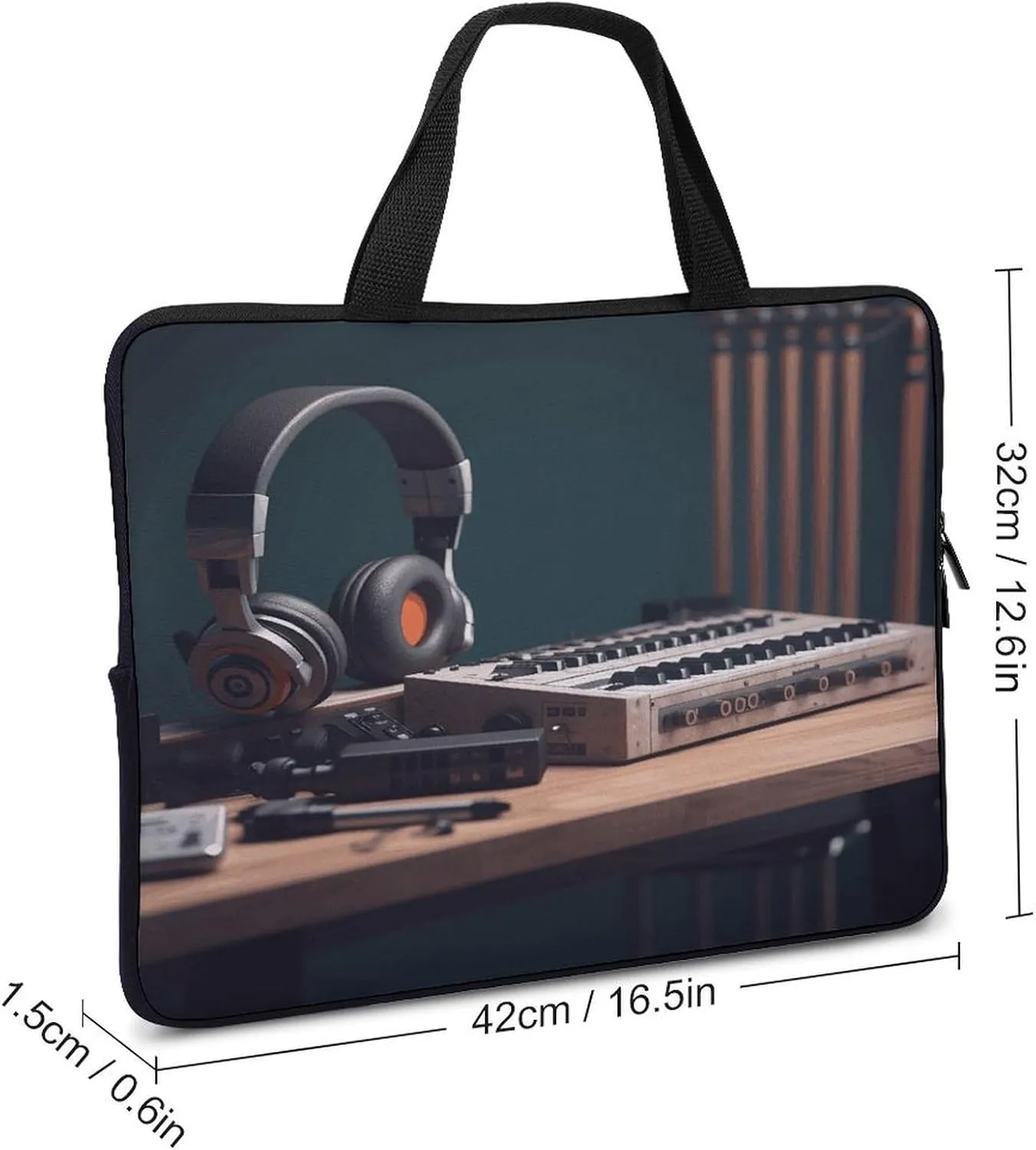Laptop Bag Ultrathin Recorder with Headphones Printing Laptop Carrying Case Portability Messenger Bags For Work Travel