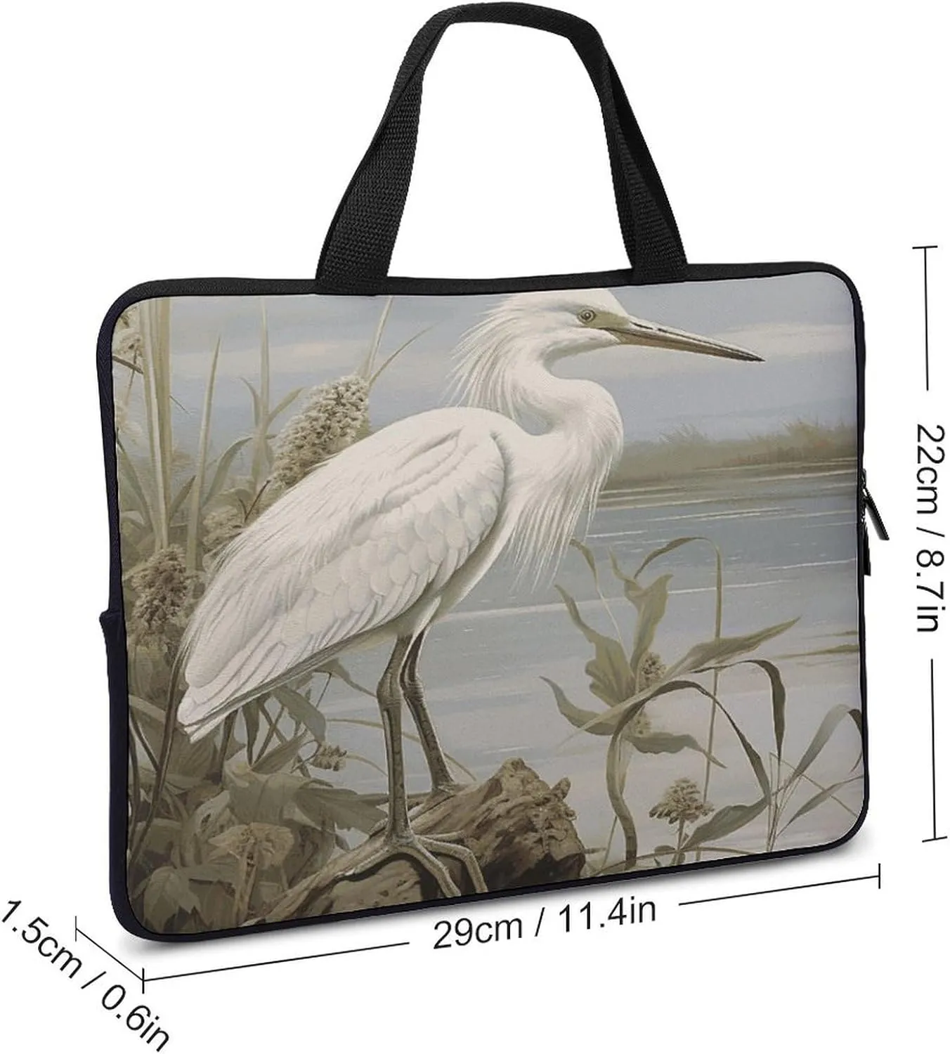 Laptop Bag Ultrathin Swamp Egret Printing Laptop Carrying Case Portability Messenger Bags For Work Travel