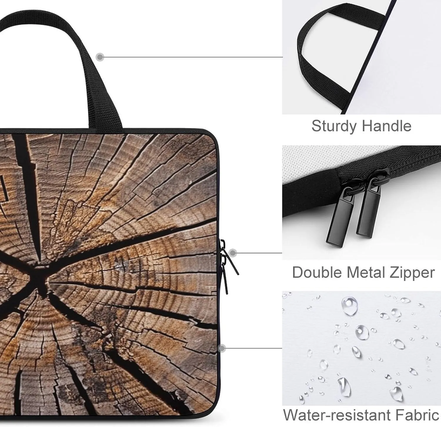 Laptop Bag Ultrathin Tree Stump Wood Grain Printing Laptop Carrying Case Portability Messenger Bags For Work Travel