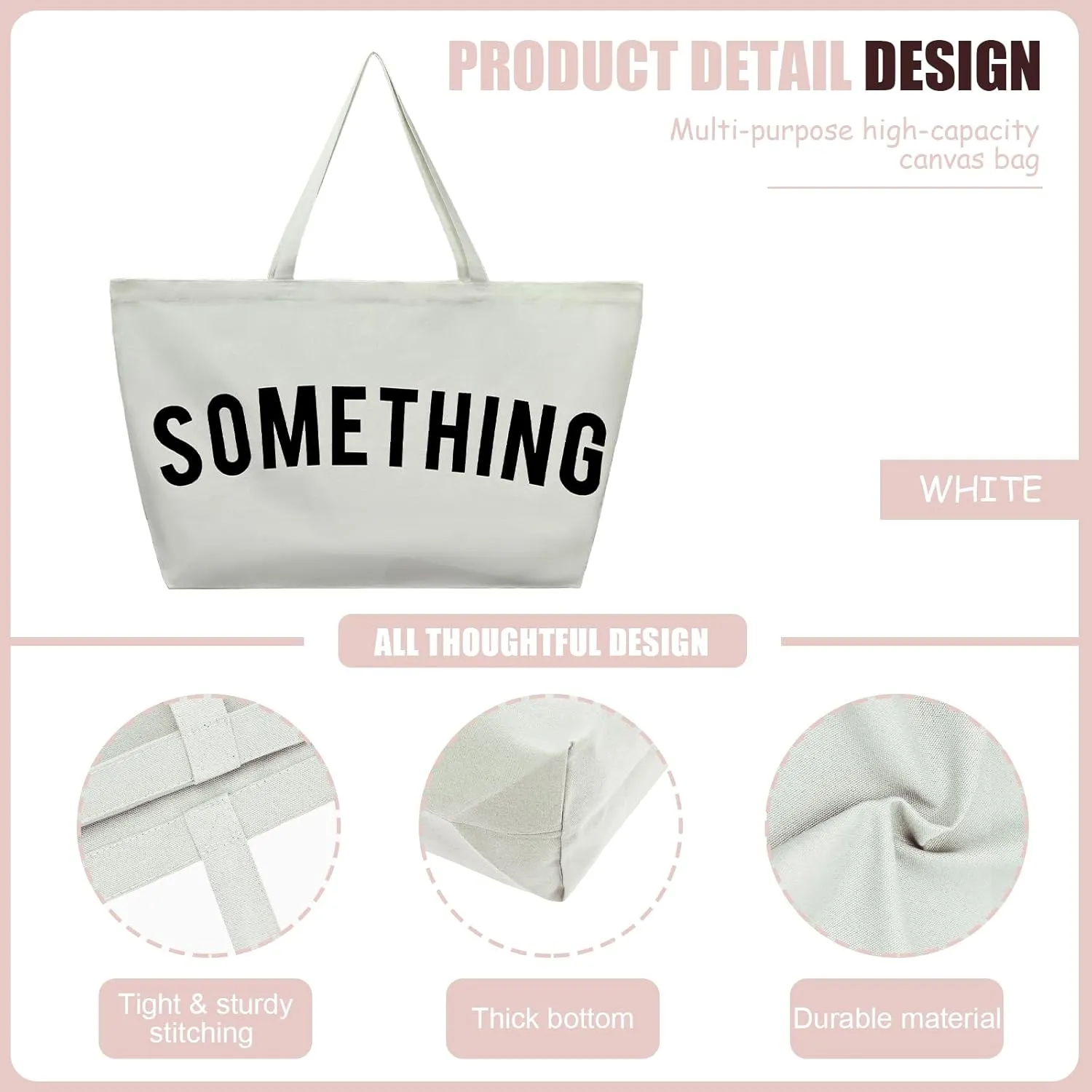 Large Canvas Tote Bag - Extra Large Shopping Bag for Women Beach Totes Bags Reusable Big Grocery Bag