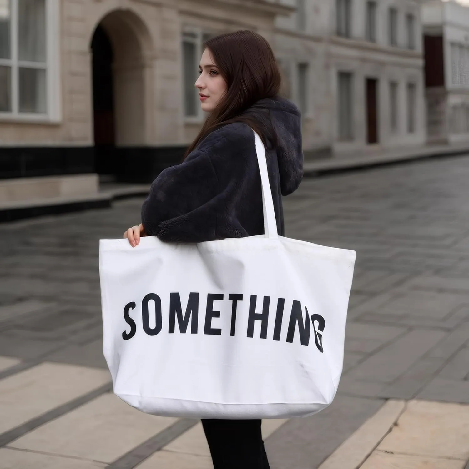 Large Canvas Tote Bag - Extra Large Shopping Bag for Women Beach Totes Bags Reusable Big Grocery Bag