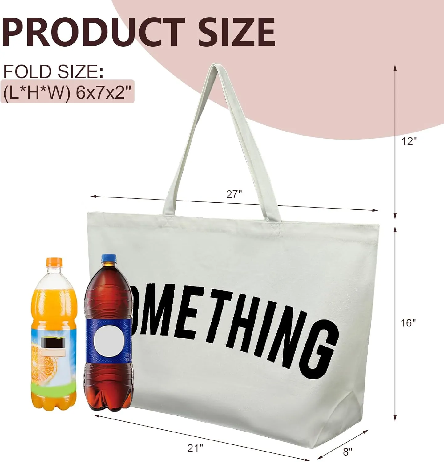 Large Canvas Tote Bag - Extra Large Shopping Bag for Women Beach Totes Bags Reusable Big Grocery Bag
