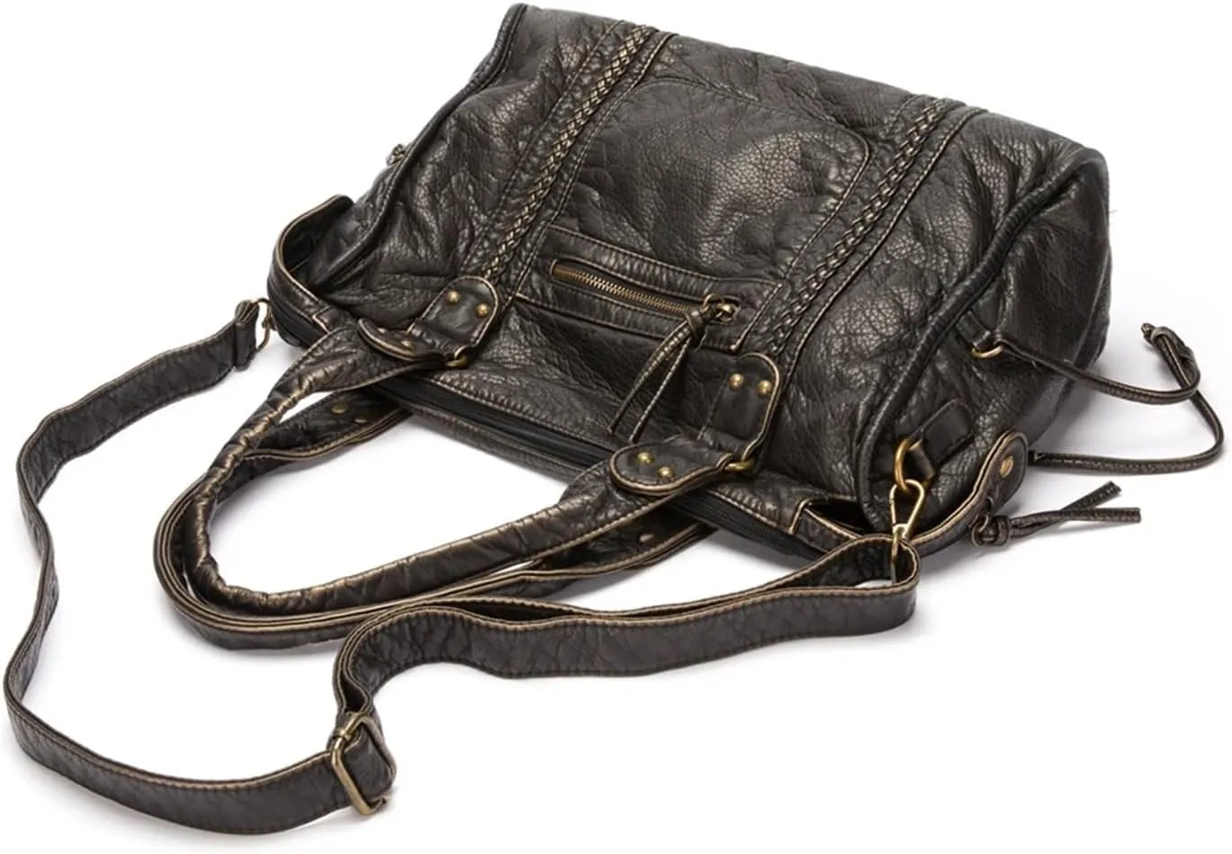 Large Capacity Women Handbag Soft Pu Leather Tote Bag Washed Leather Shoulder Crossbody Bags
