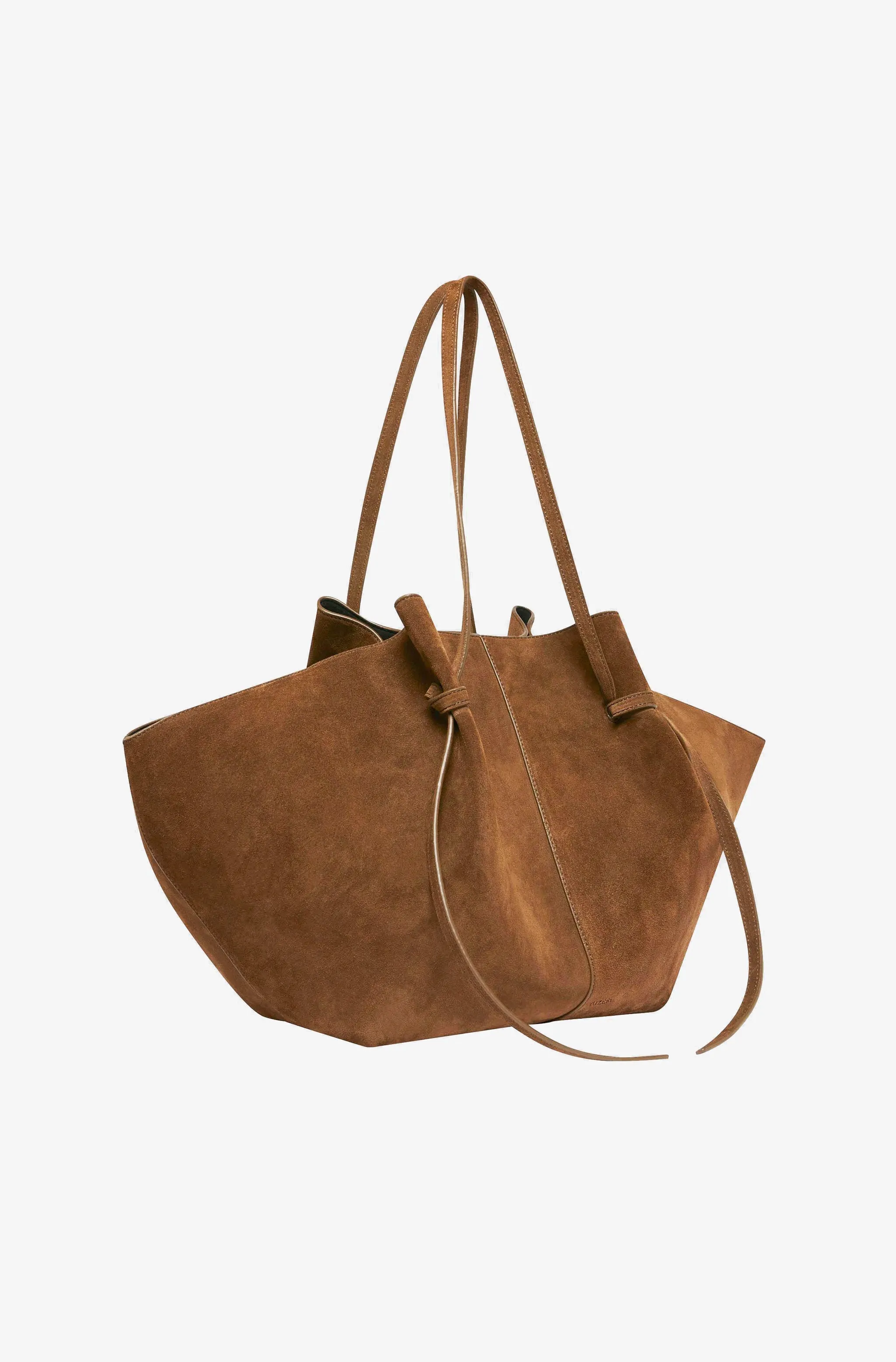 Large Mochi Cognac Suede Handbag