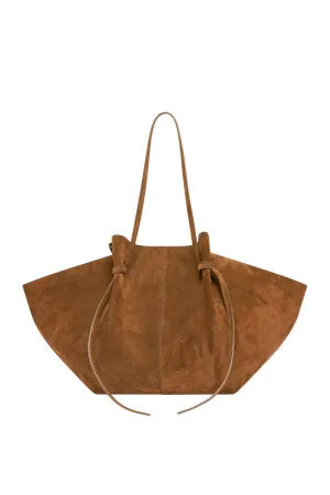 Large Mochi Cognac Suede Handbag