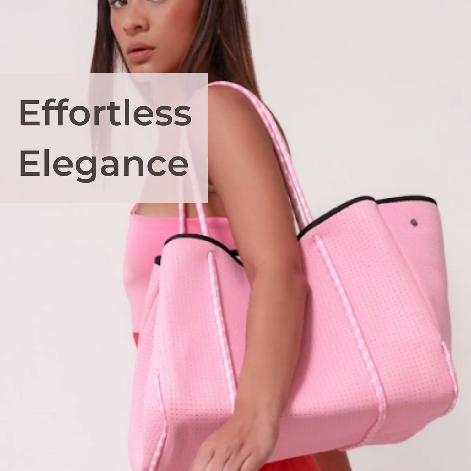 Large Neoprene Tote Bag for Women - Everyday Designer Handbag for Travel Work and Beach with Pockets and Zipper Pouch