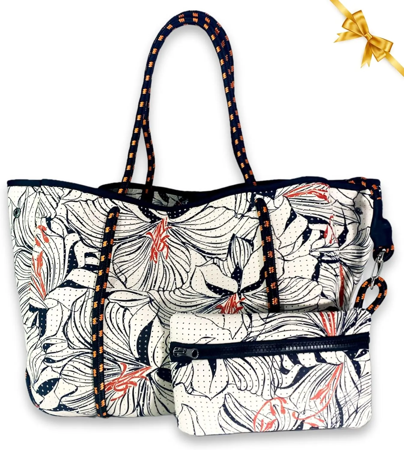 Large Neoprene Tote Bag for Women - Printed Everyday Designer Handbag