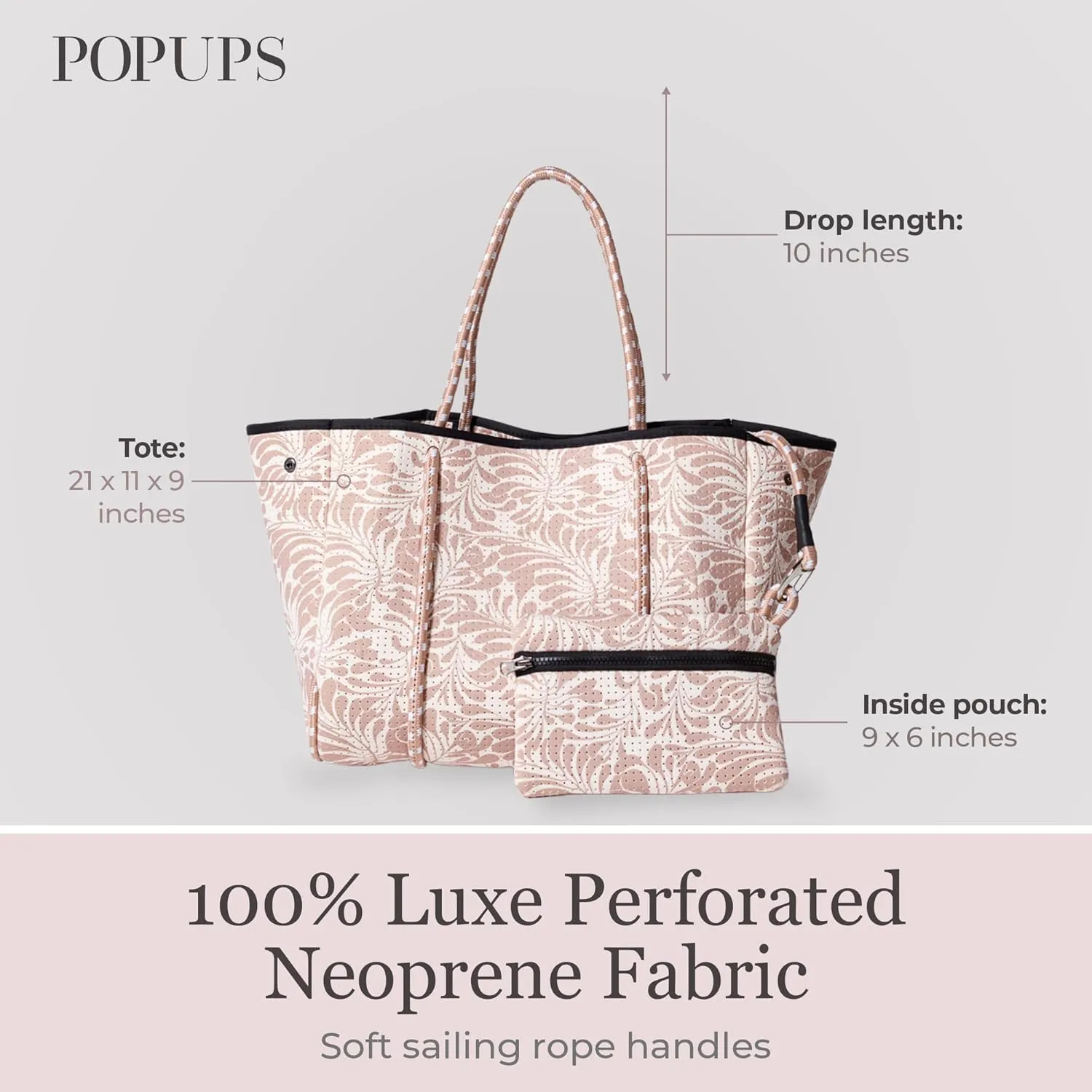Large Neoprene Tote Bag for Women - Printed Everyday Designer Handbag