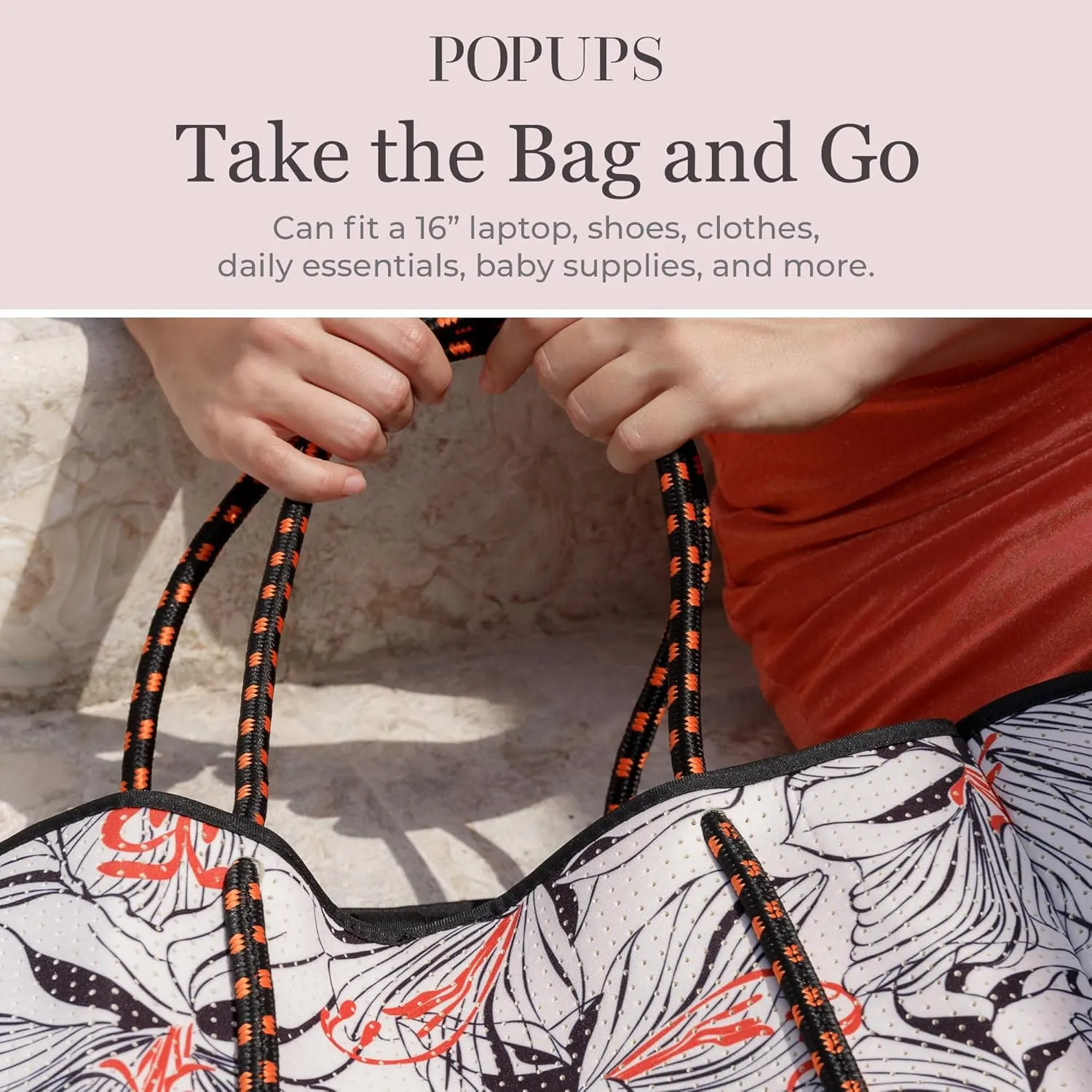 Large Neoprene Tote Bag for Women - Printed Everyday Designer Handbag