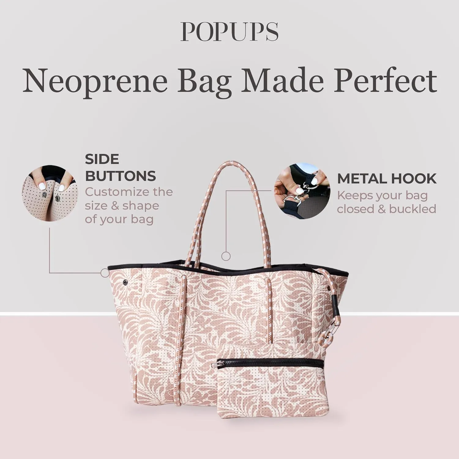 Large Neoprene Tote Bag for Women - Printed Everyday Designer Handbag