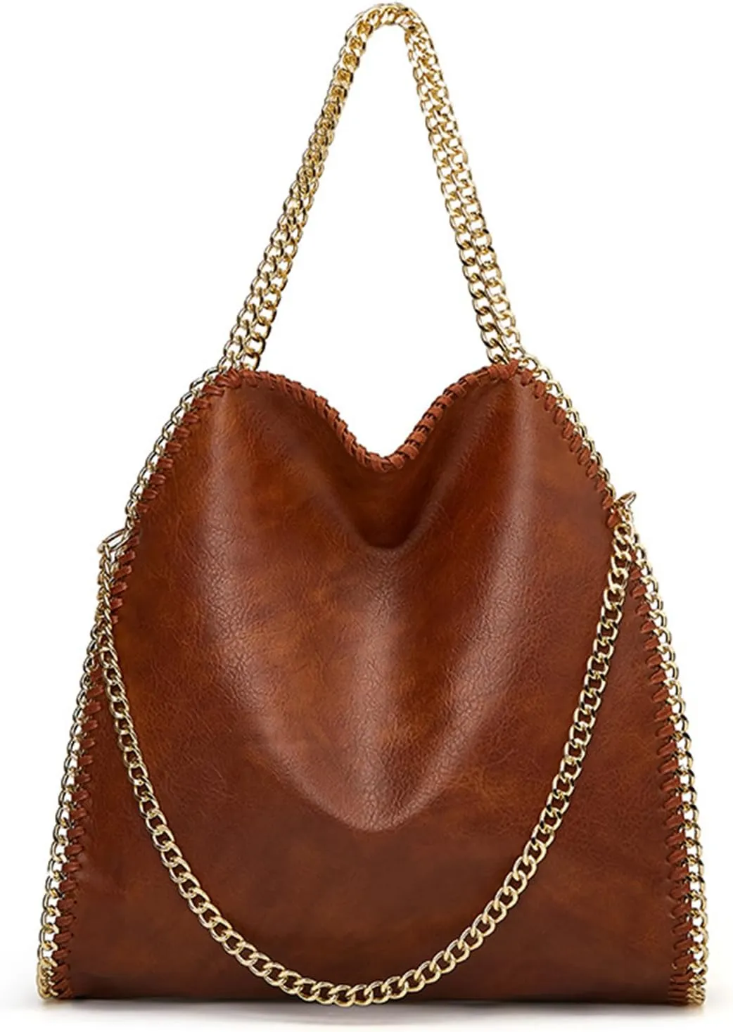 Large Shoulder Bag for Women, Leather Chain Tote Handbag, Designer Hobo Purse, Luxury Crossbody Bag