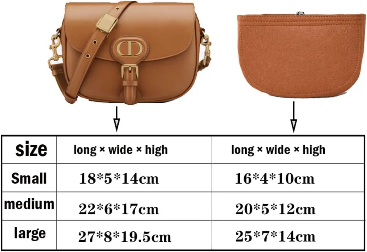 Lckaey Felt Insert Purse Organizer for saddle bag bobby liner bag handbag storage bag2045black-S