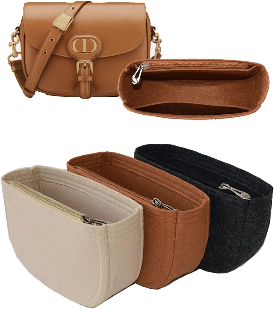 Lckaey Felt Insert Purse Organizer for saddle bag bobby liner bag handbag storage bag2045black-S