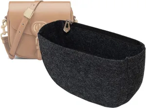 Lckaey Felt Insert Purse Organizer for saddle bag bobby liner bag handbag storage bag2045black-S