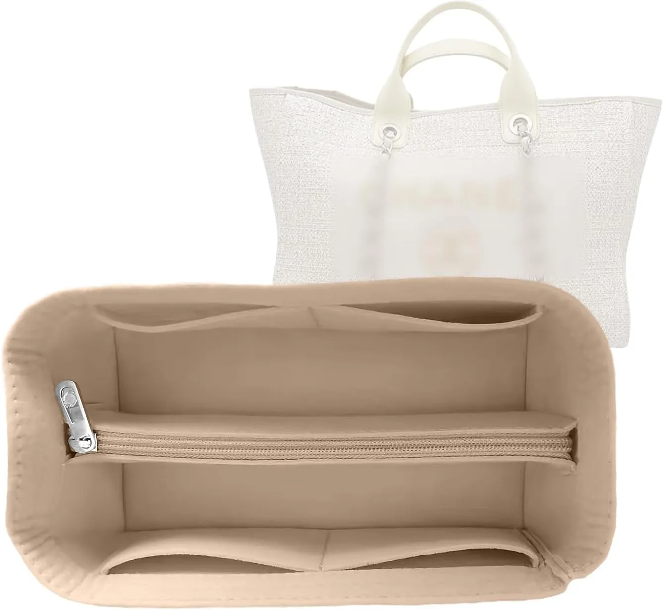 Lckaey Purse Organizer for Chanel beach bag tote storage bag insert Organizer Y086-Khaki