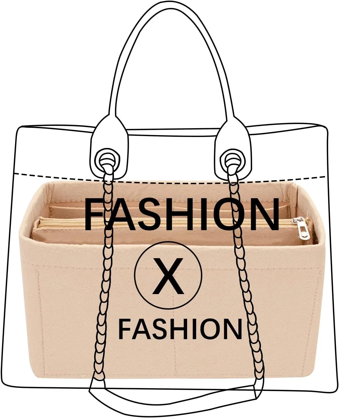 Lckaey Purse Organizer for Chanel beach bag tote storage bag insert Organizer Y086-Khaki
