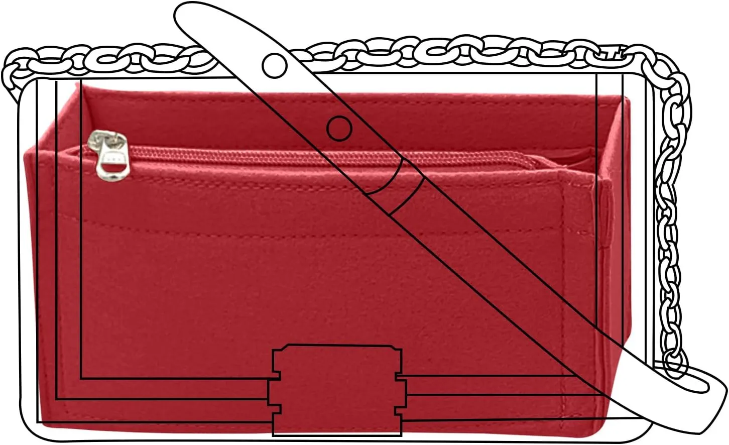 Lckaey Purse Organizer for leboy bag insert Felt organizer Handbags insert Bag in Bag Y094claret-S