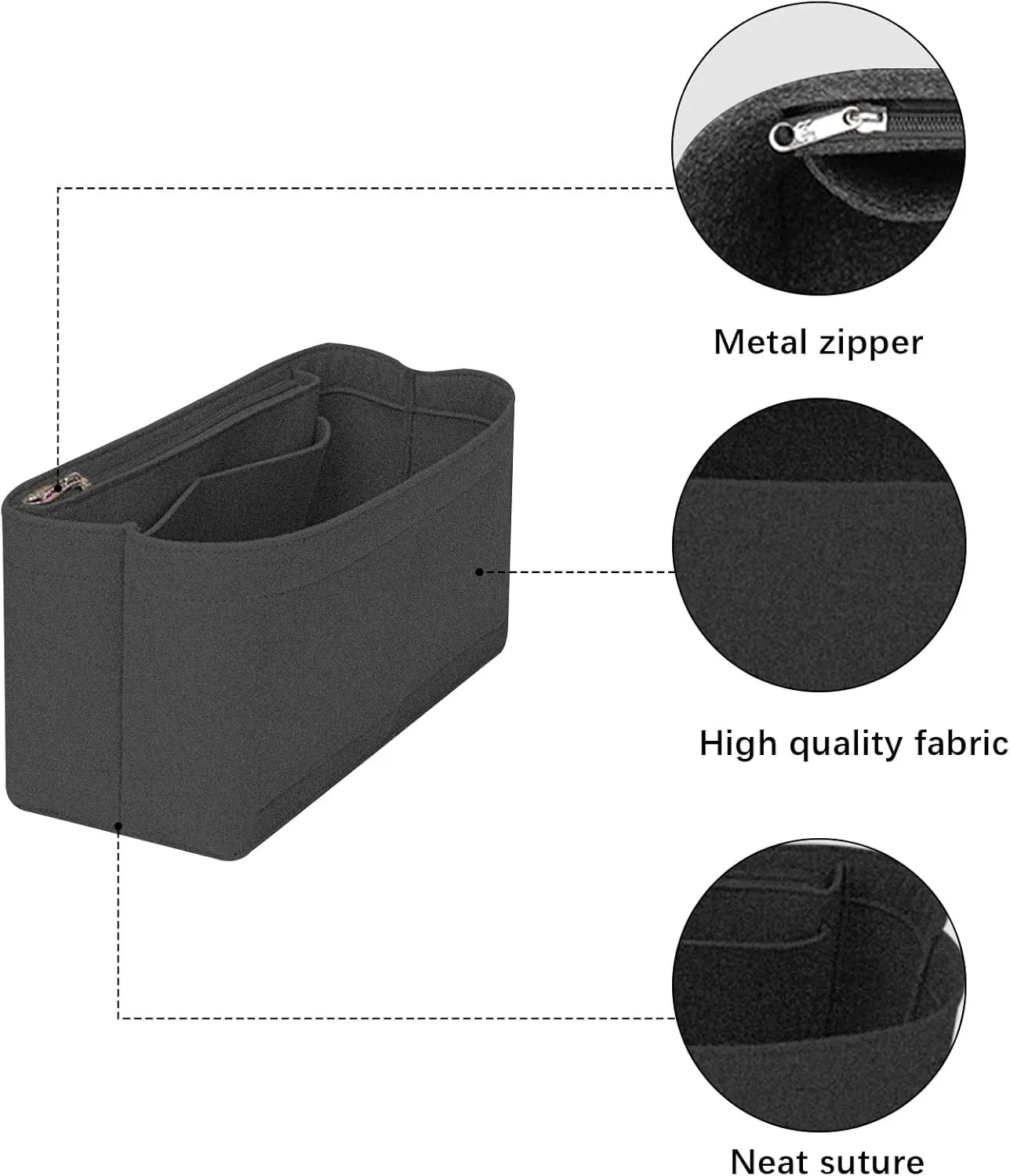 Lckaey tote bag organizer for hermes garden party Purse 30 Handbag Felt insert Y085black-M