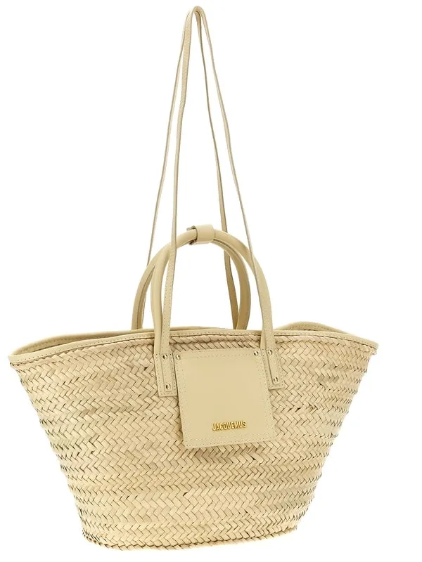 Le Soli Logo Raffia Tote Bag