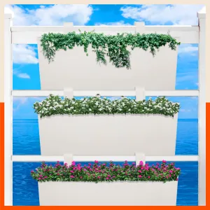 LEA Hanging Metal Pot Holders / Planters for Home / Balcony / Garden | White - Set of 3