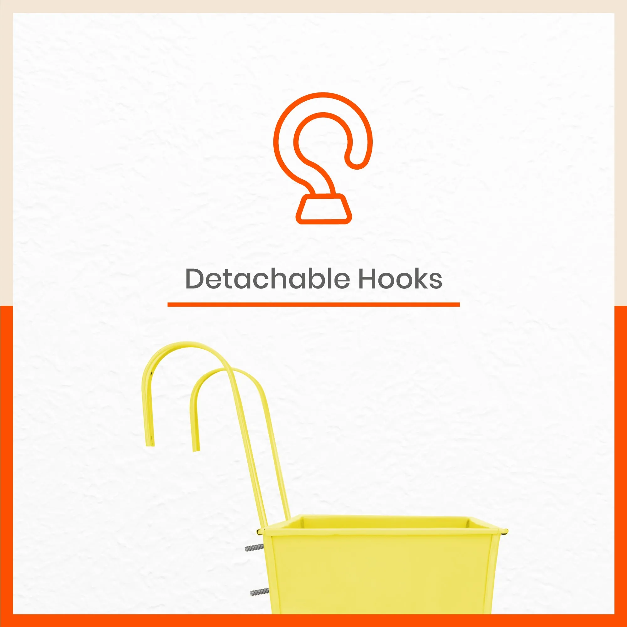 LEA Hanging Metal Pot Holders / Planters for Home / Balcony / Garden | Yellow - Set of 2