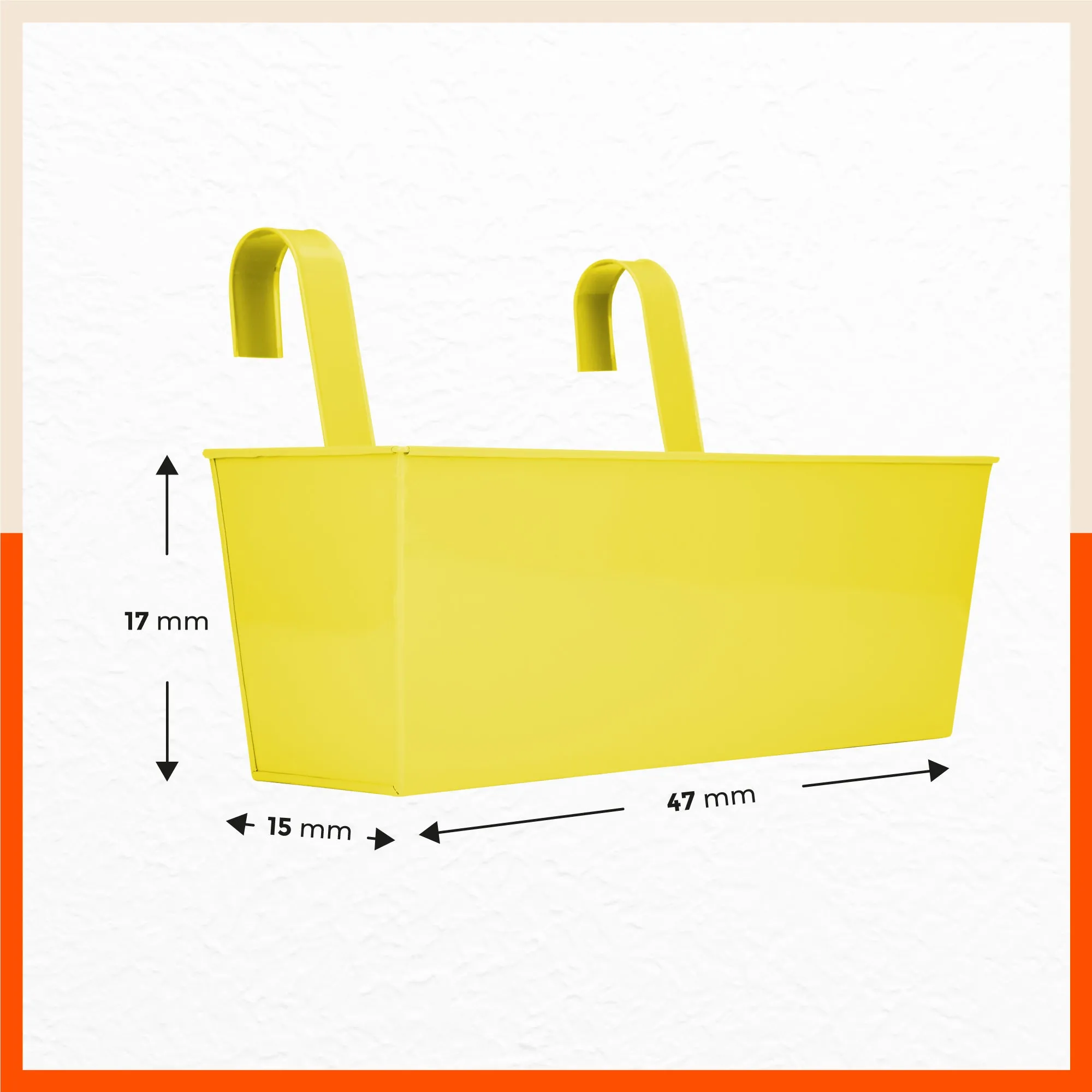 LEA Hanging Metal Pot Holders / Planters for Home / Balcony / Garden | Yellow - Set of 3
