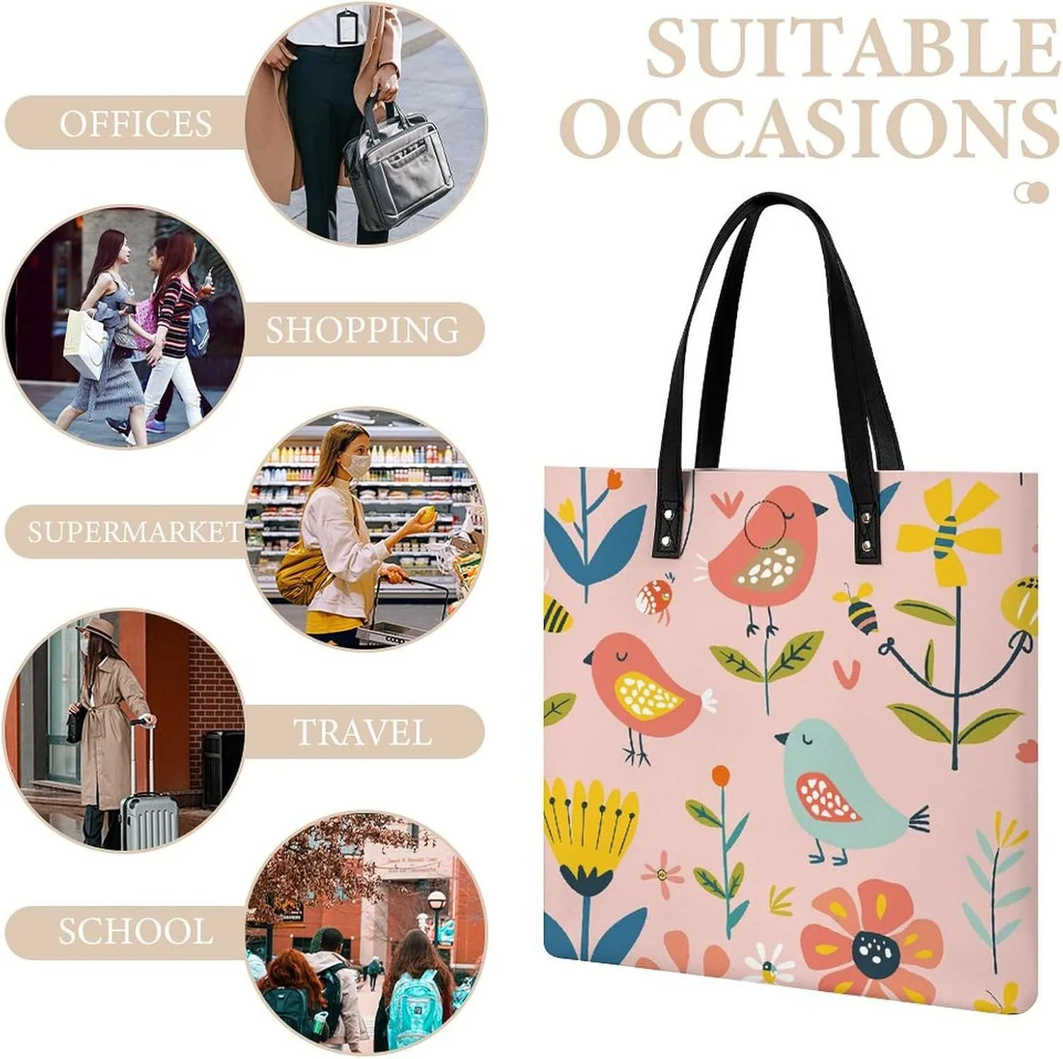 Leather Handbag for Women Tote Bag with Magnetic Buckle A Strawberry Hanging Crossbody Bag Shoulder Bag