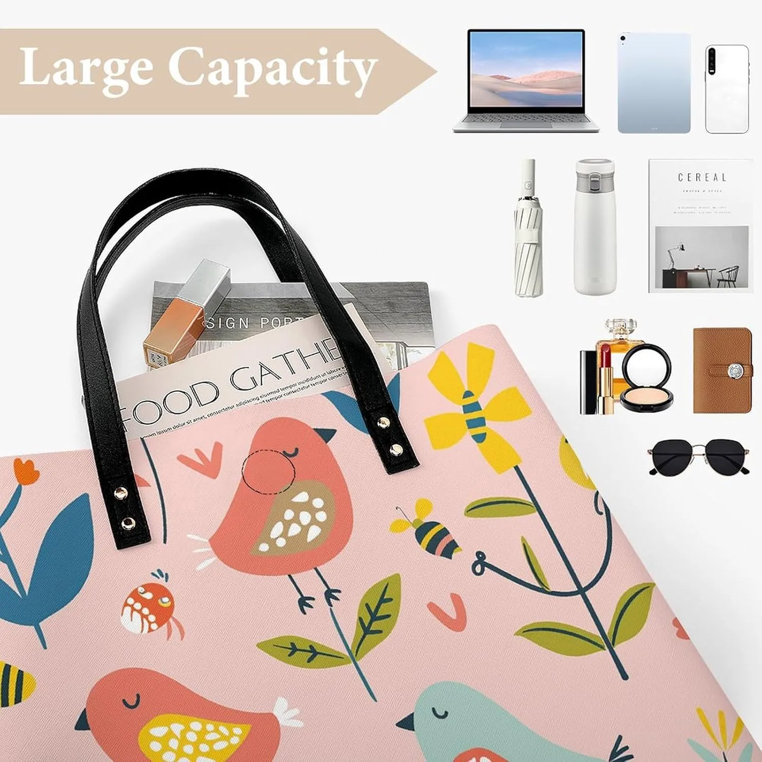 Leather Handbag for Women Tote Bag with Magnetic Buckle A Strawberry Hanging Crossbody Bag Shoulder Bag