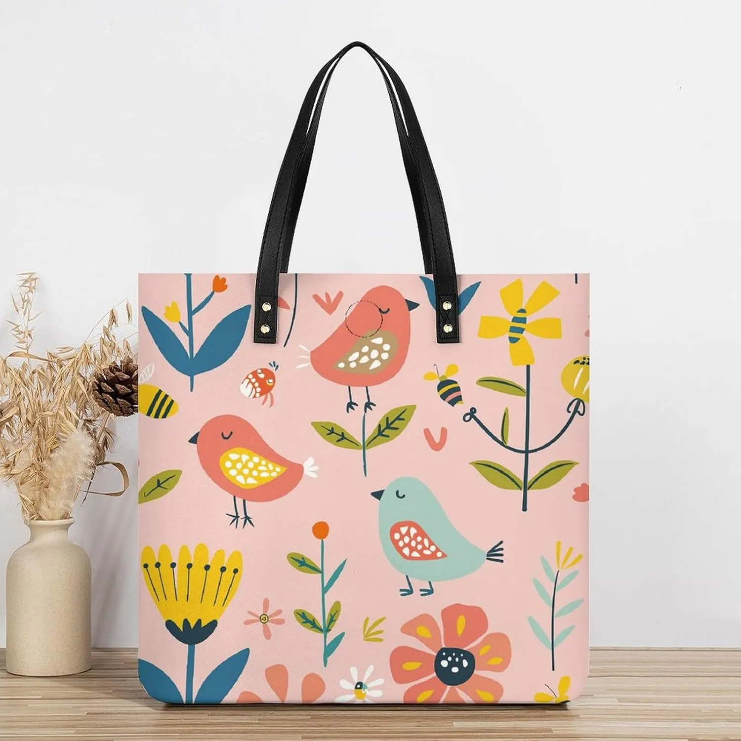Leather Handbag for Women Tote Bag with Magnetic Buckle A Strawberry Hanging Crossbody Bag Shoulder Bag