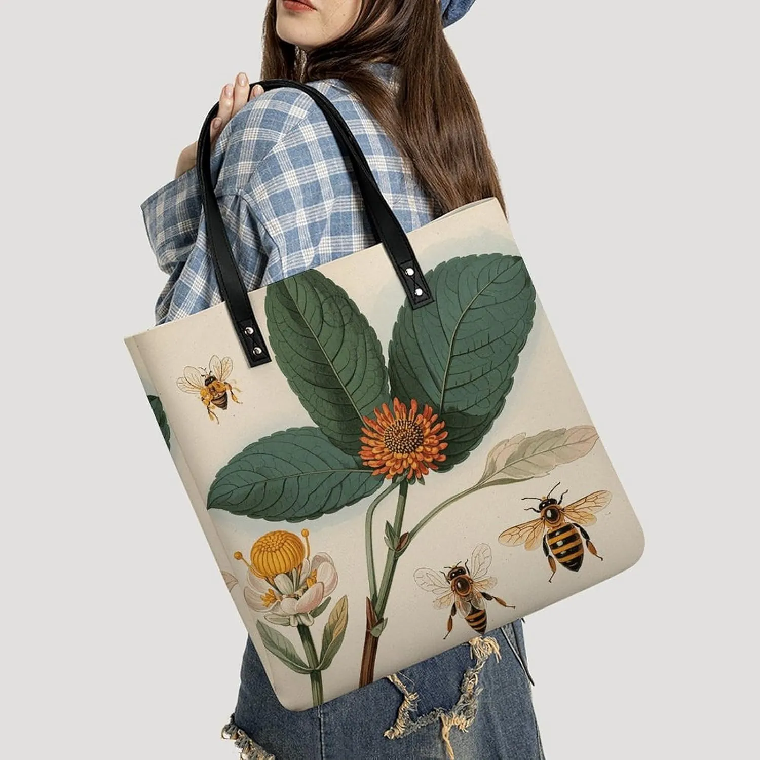Leather Handbag for Women Tote Bag with Magnetic Buckle A Strawberry Hanging Crossbody Bag Shoulder Bag