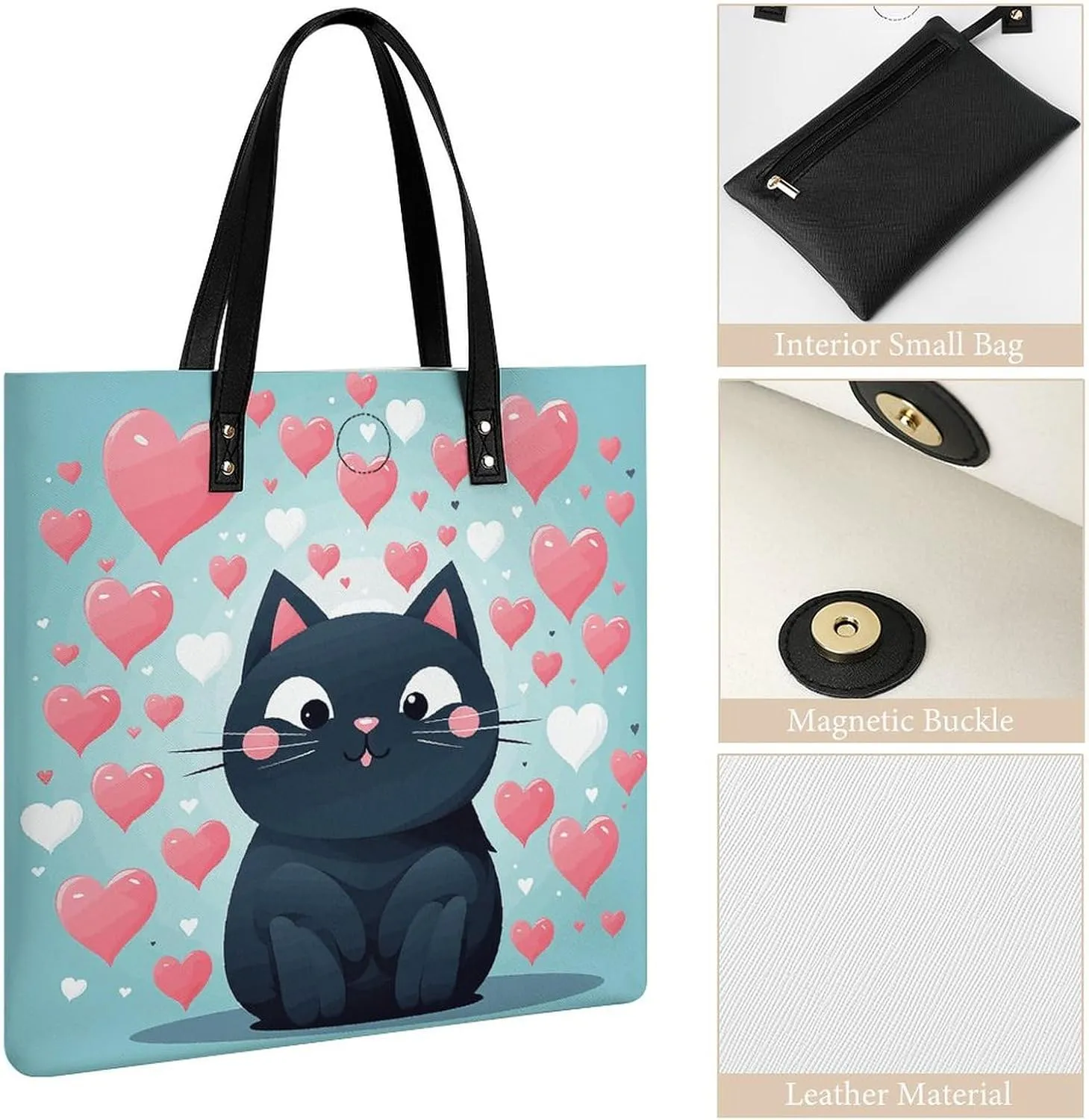 Leather Handbag for Women Tote Bag with Magnetic Buckle Angel with Blue Wings Crossbody Bag Shoulder Bags