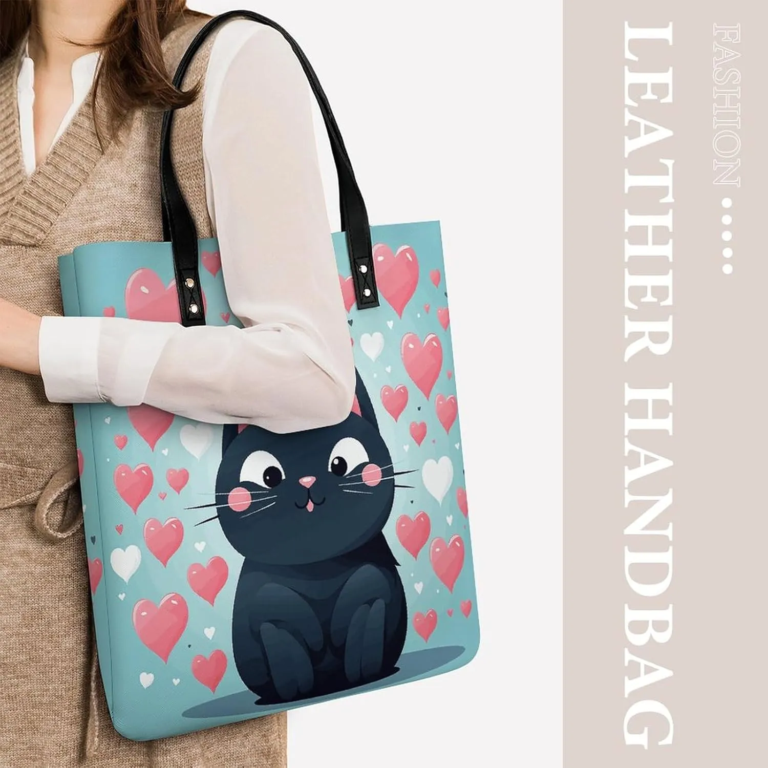 Leather Handbag for Women Tote Bag with Magnetic Buckle Angel with Blue Wings Crossbody Bag Shoulder Bags
