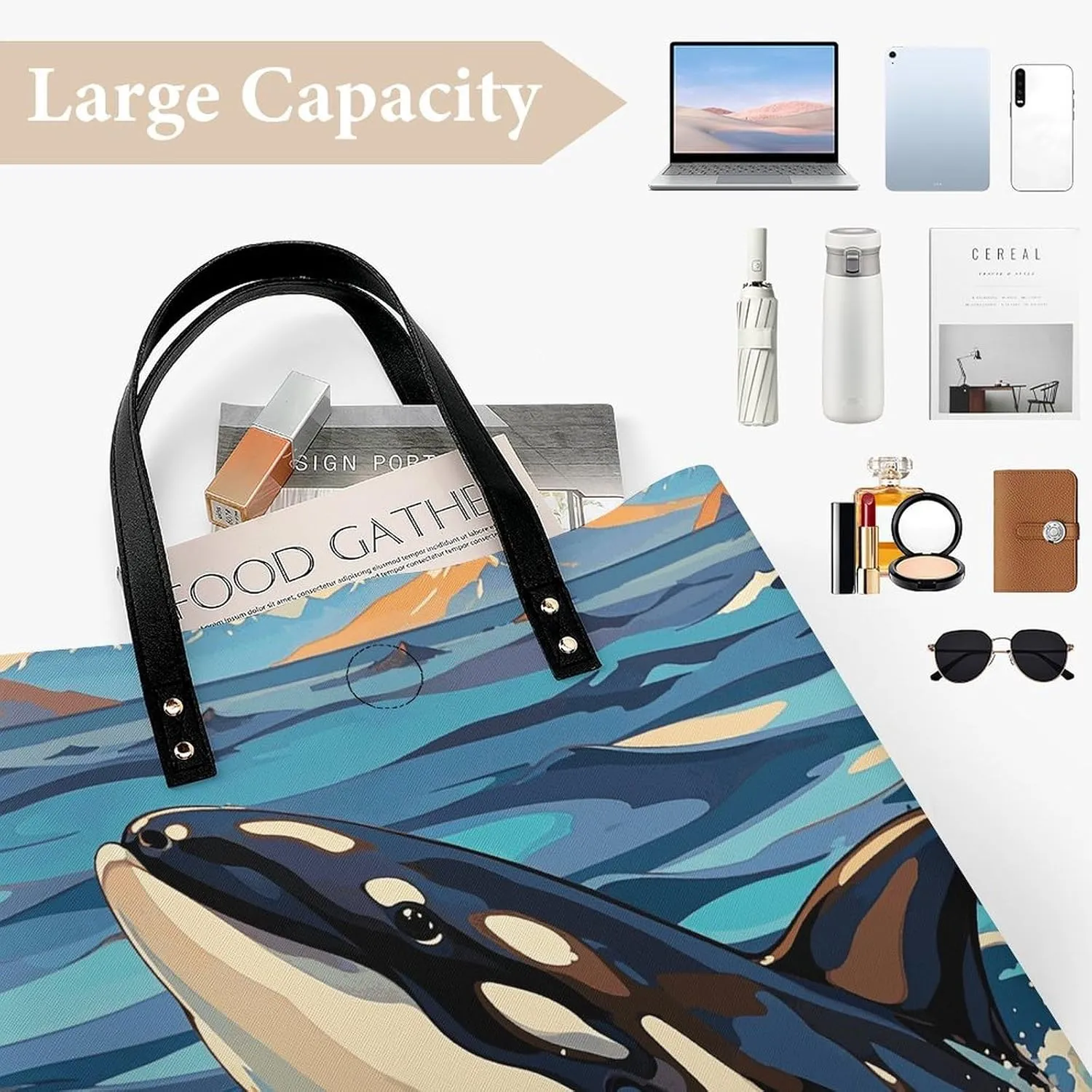 Leather Handbag for Women Tote Bag with Magnetic Buckle Bald Eagle Crossbody Bag Shoulder Bags