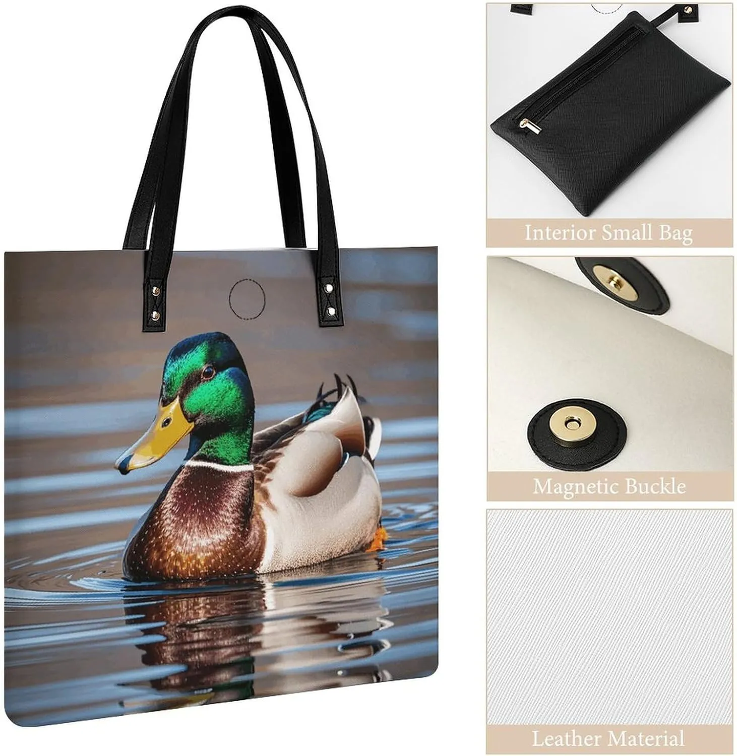 Leather Handbag for Women Tote Bag with Magnetic Buckle Bald Eagle Crossbody Bag Shoulder Bags
