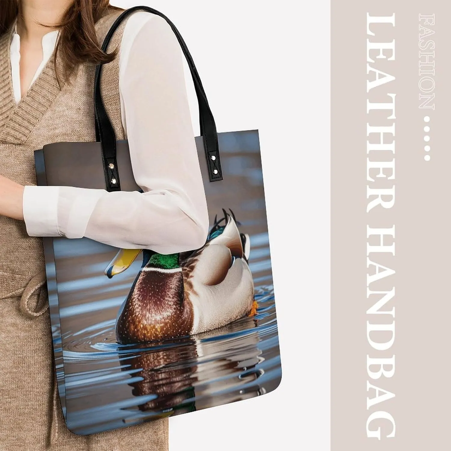 Leather Handbag for Women Tote Bag with Magnetic Buckle Bald Eagle Crossbody Bag Shoulder Bags