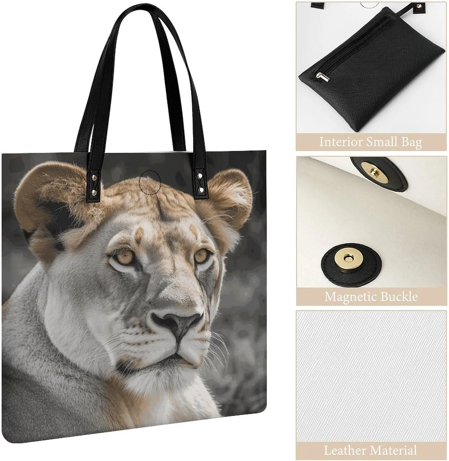 Leather Handbag for Women Tote Bag with Magnetic Buckle Bass Fishing Wave Crossbody Bag Shoulder Bags