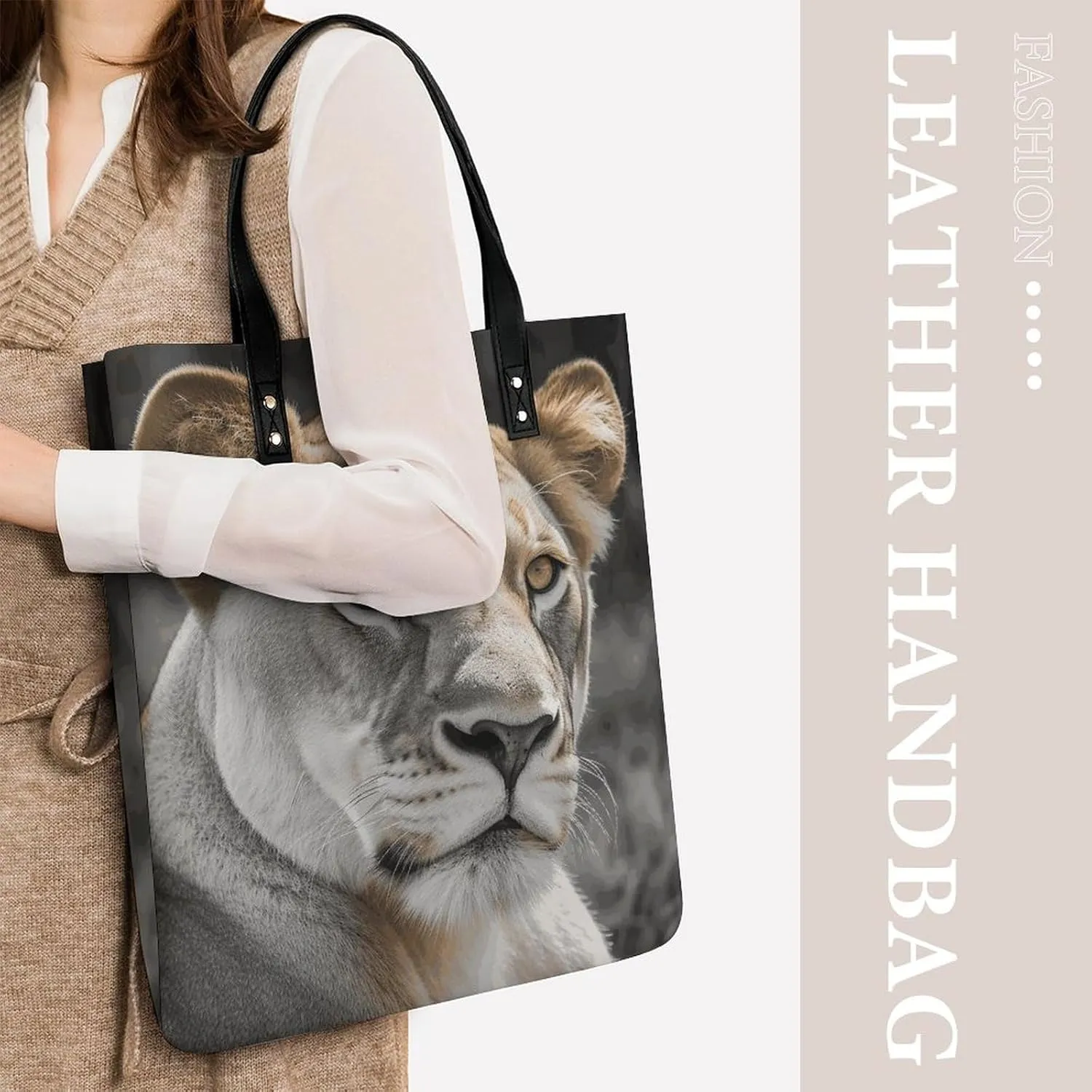 Leather Handbag for Women Tote Bag with Magnetic Buckle Bass Fishing Wave Crossbody Bag Shoulder Bags