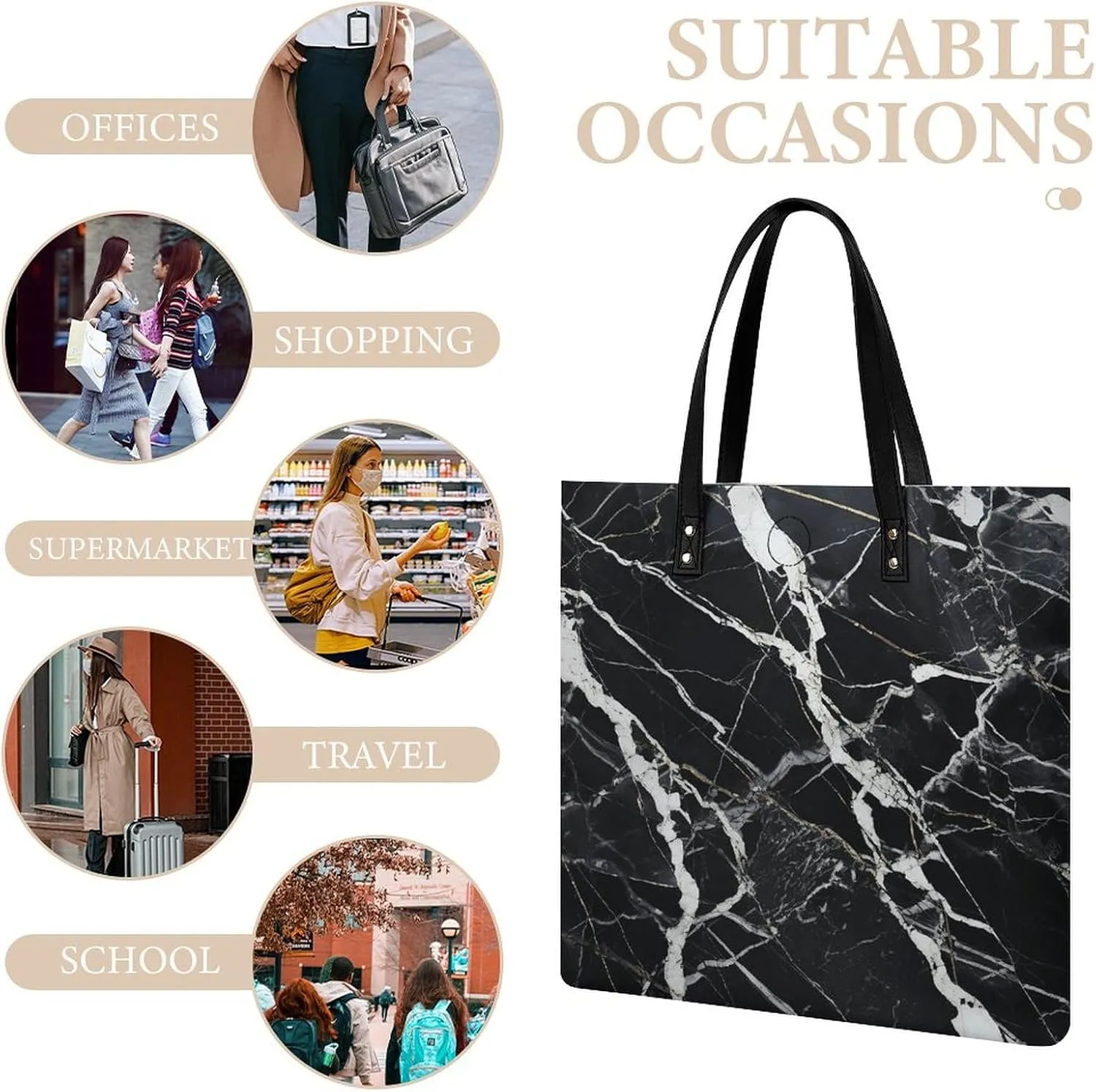 Leather Handbag for Women Tote Bag with Magnetic Buckle Bass Fishing Wave Crossbody Bag Shoulder Bags