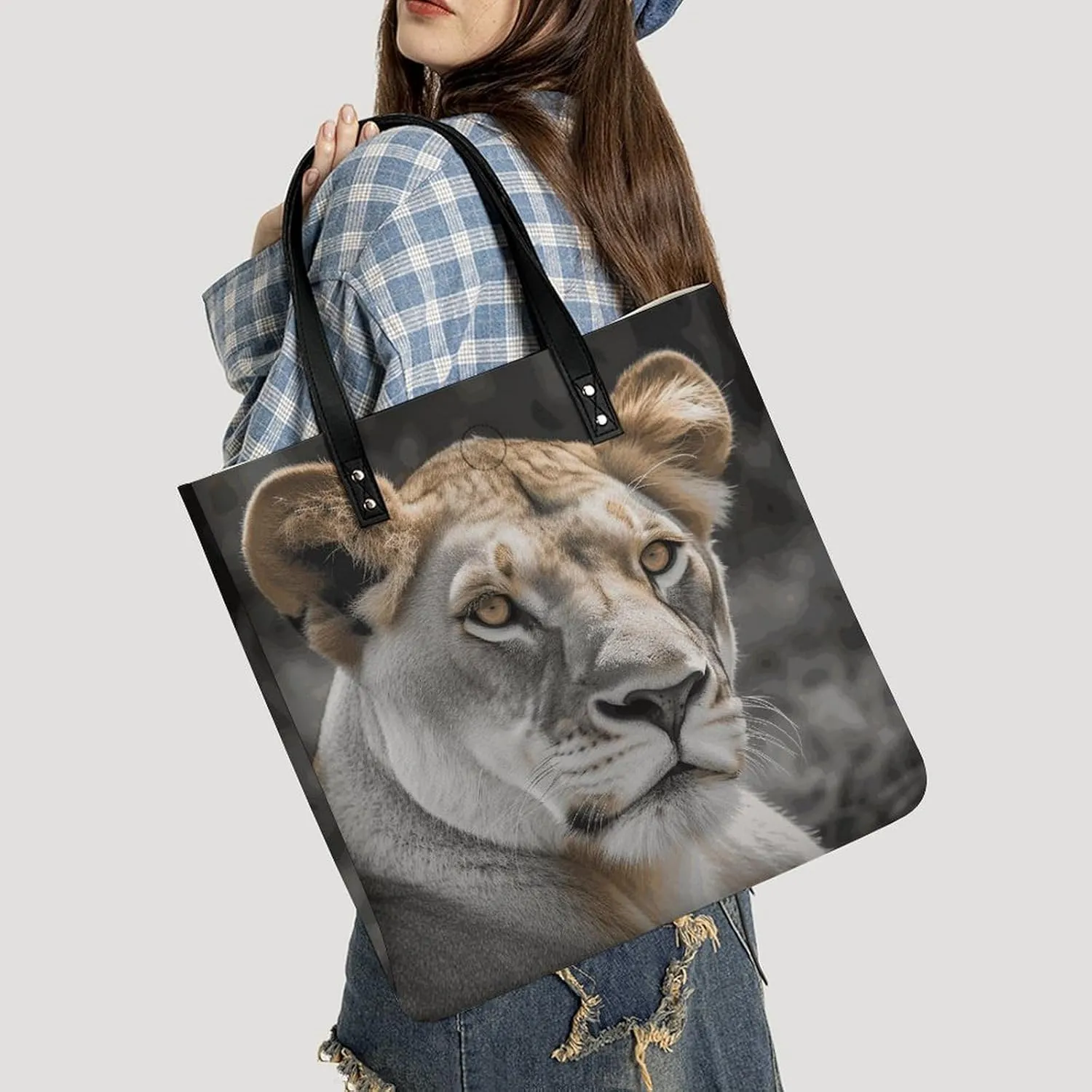 Leather Handbag for Women Tote Bag with Magnetic Buckle Bass Fishing Wave Crossbody Bag Shoulder Bags