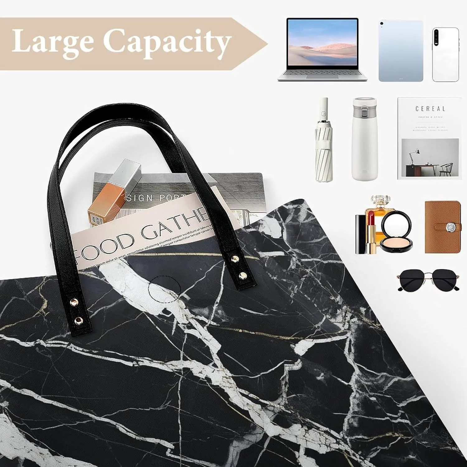 Leather Handbag for Women Tote Bag with Magnetic Buckle Bass Fishing Wave Crossbody Bag Shoulder Bags