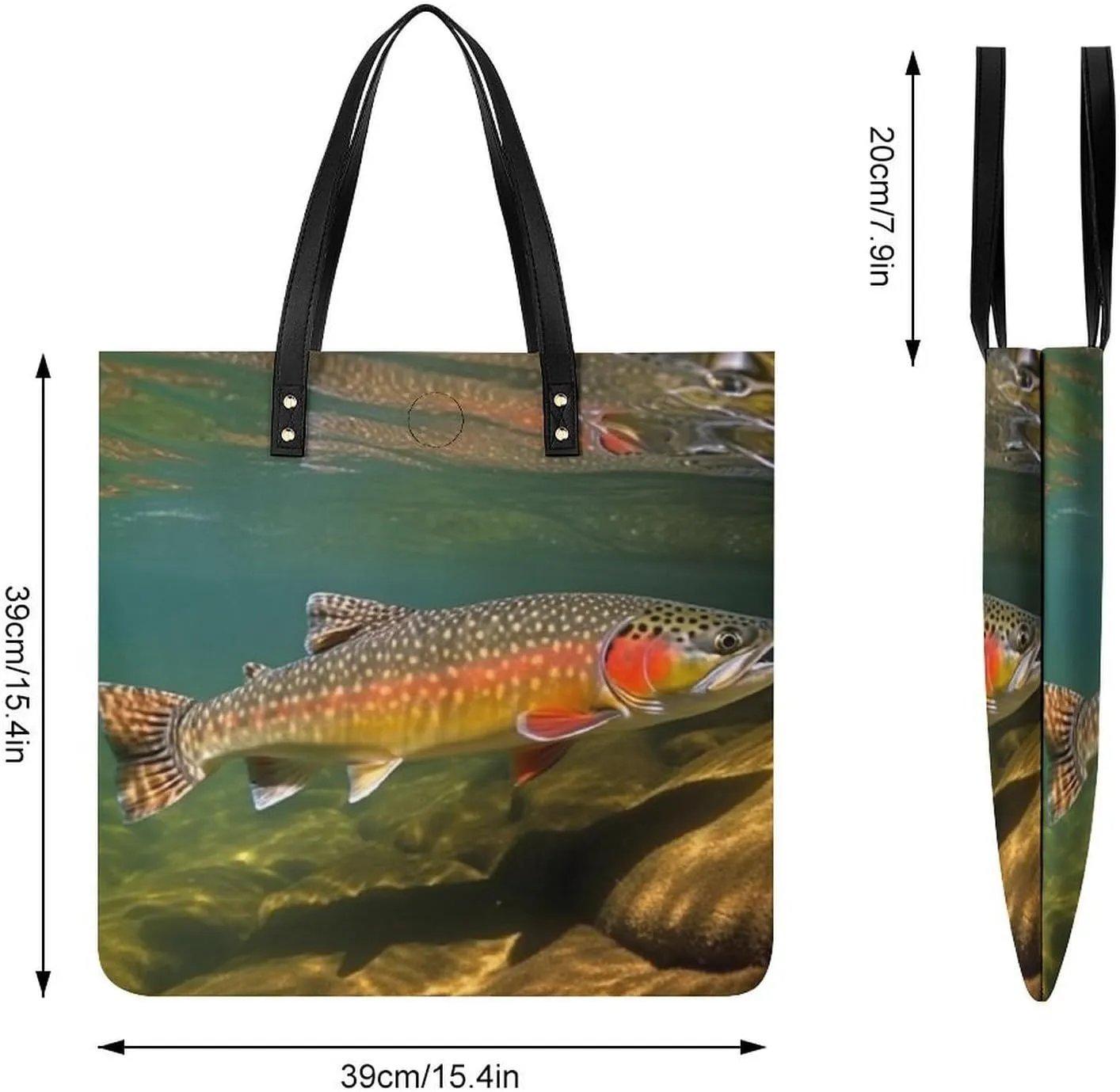 Leather Handbag for Women Tote Bag with Magnetic Buckle Bird Fire And Water Crossbody Bag Shoulder Bags