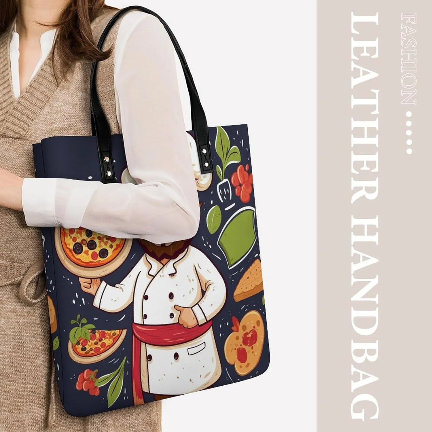 Leather Handbag for Women Tote Bag with Magnetic Buckle Bird Fire And Water Crossbody Bag Shoulder Bags