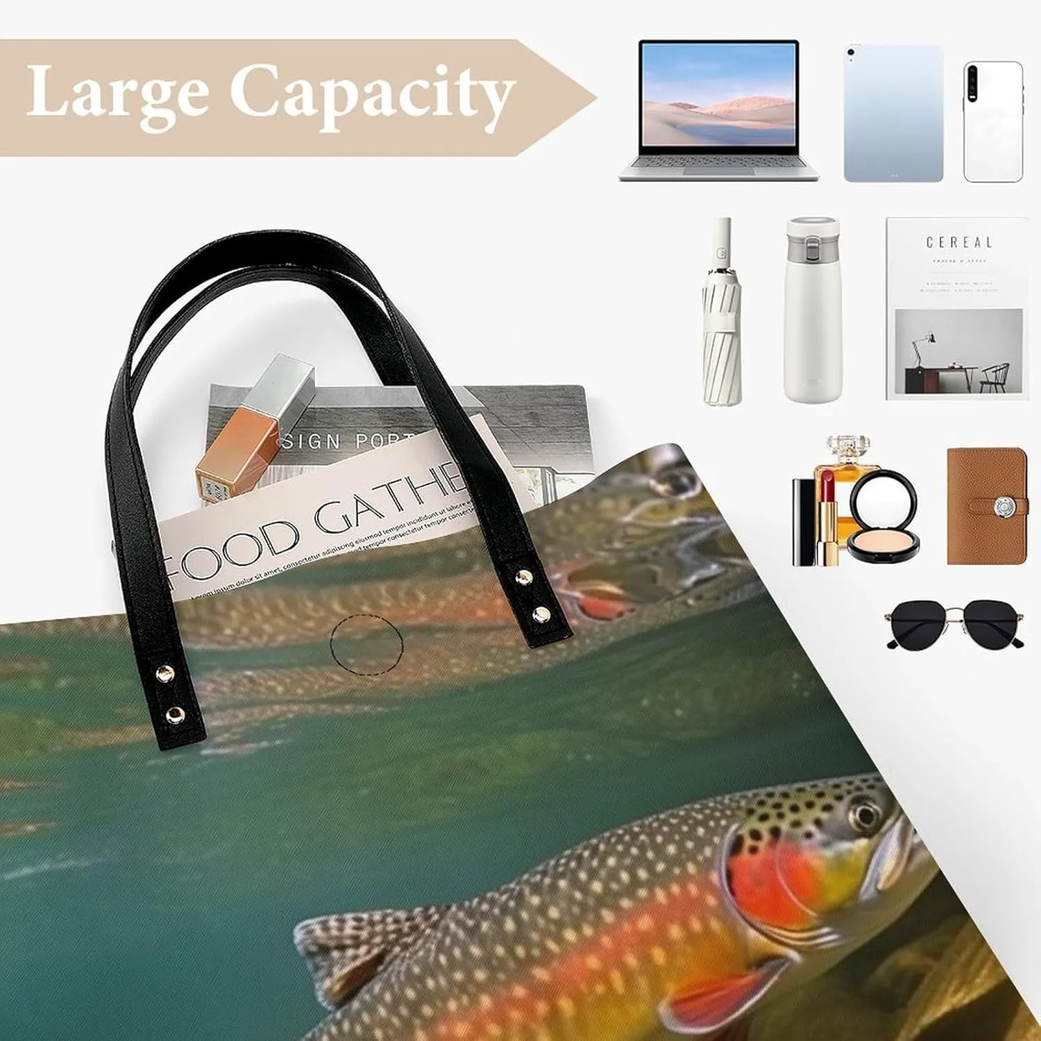 Leather Handbag for Women Tote Bag with Magnetic Buckle Bird Fire And Water Crossbody Bag Shoulder Bags