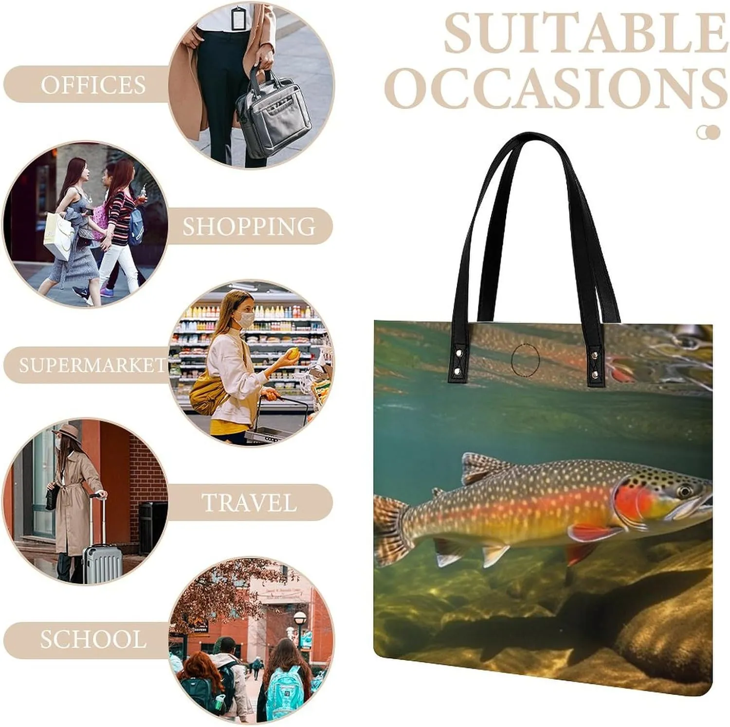 Leather Handbag for Women Tote Bag with Magnetic Buckle Bird Fire And Water Crossbody Bag Shoulder Bags