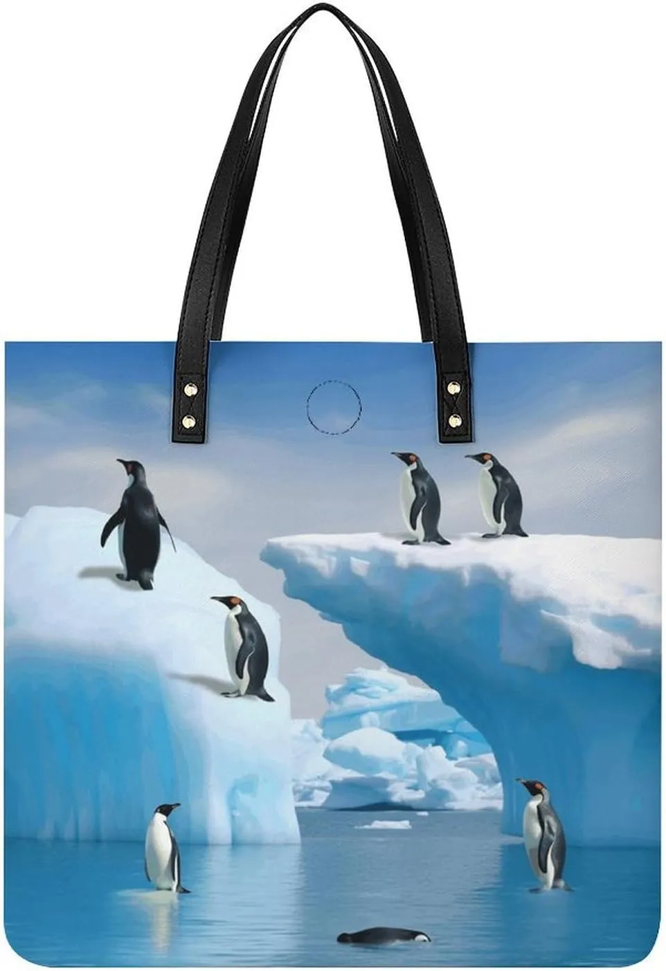 Leather Handbag for Women Tote Bag with Magnetic Buckle Boat Map Crossbody Bag Shoulder Bag
